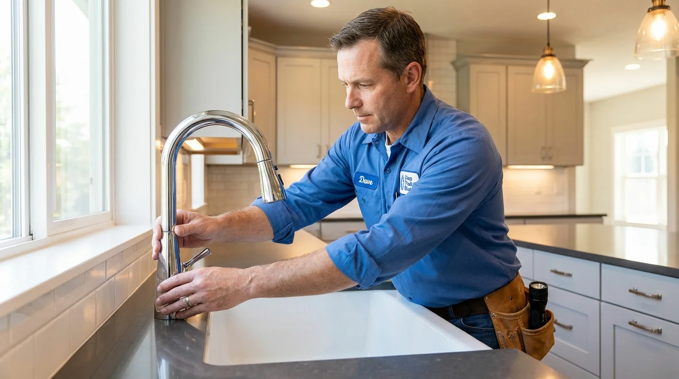 Kitchen faucet installation by Johns Plumbing LLC in Mayville